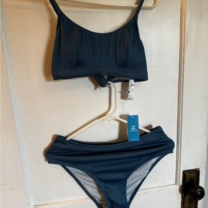 Cupshe Teal Ribbed Bikini Set medium